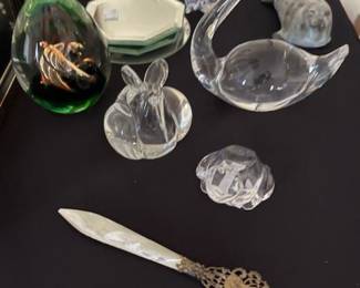 Crystal figyrines and paperweights