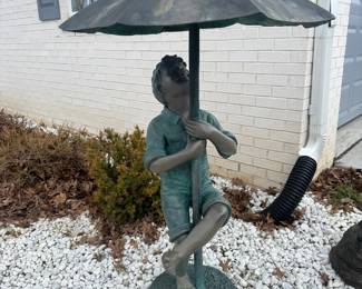 Bronze Umbrella Boy Fountain
