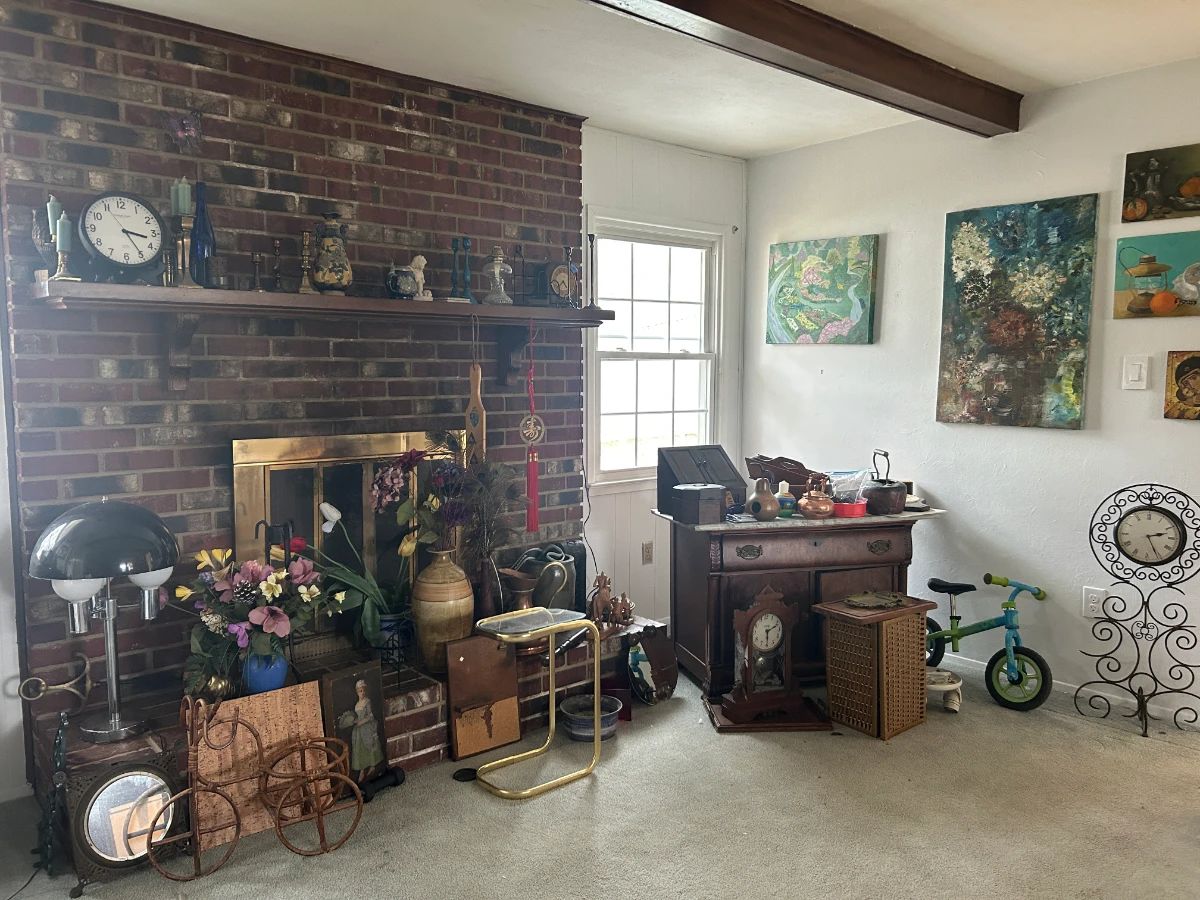 Antiques; art; marble-top buffet cabinet