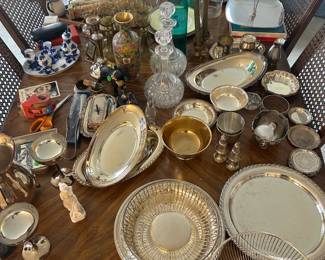 Silver, crystal, glass, vases