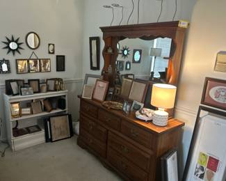 Art; antique mirrors; dresser and vanity; frames; pictures