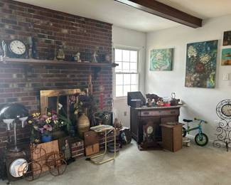 Antiques; art; marble-top buffet cabinet