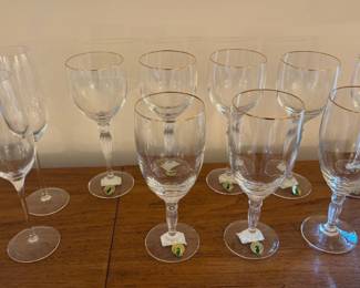 Tiffney Champagne Flutes and Waterford Water & Tea Glasses