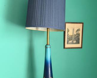 Blue Glass Table Lamp – Modern Tall Lamp