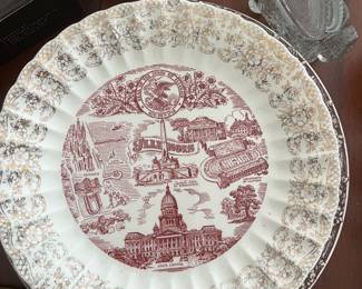 Red Transferware Plate – Round Decorative Plate