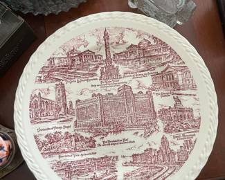 Red Transferware Plate – Vintage Scene Plate