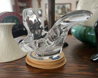 Vintage Clear Art Glass Bird Figurine – Hand Blown Style