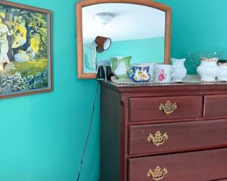 Wood Dresser with Mirror – Vintage Bedroom Furniture