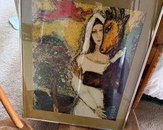 Framed Abstract Portrait – Vintage Style Art