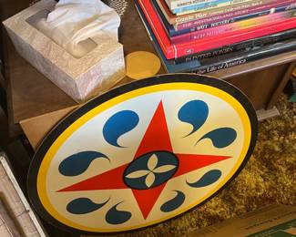 Folk Art Painted Tray – Americana Star Compass Design Wall Décor