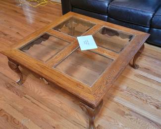 Oak Coffee Table with Glass Top