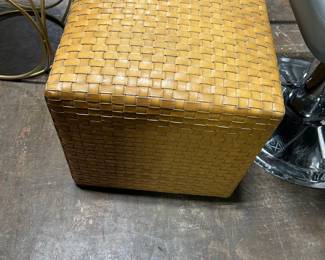 Anthropologie "Cove" Woven Leather Cube Ottoman