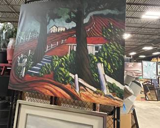 Oil Painting of a Courtyard Scene