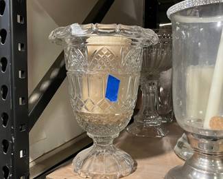 Vintage Avon Cut Crystal Candle Holder with Rhinestone Rim