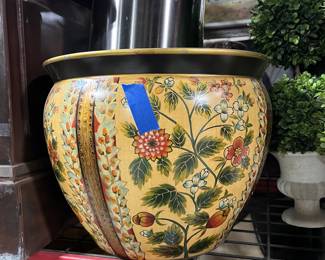 Hand-Painted Satsuma Style Ceramic Fish Bowl Planter