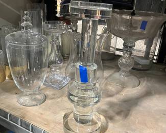 Assorted Glass Candlesticks and Vases