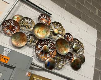 Curtis Jere "Raindrops" Style Metal and Glass Wall Art Sculpture