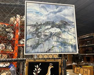 Abstract Landscape Painting in White Frame