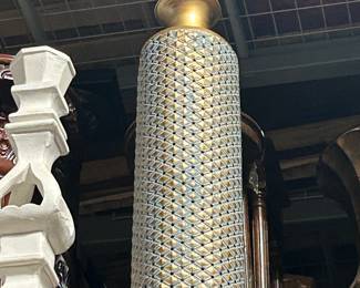 Ornate Metal Cocktail Shaker with Gold and Silver Mesh