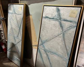 Textured Abstract Wall Art with Geometric Overlay - 'Desert Dawn' Style