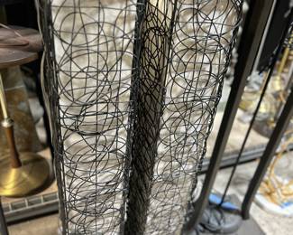 Modern Wire Frame Floor Lamps with Linen Shade (Set of 2)