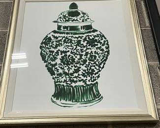 Green Chinoiserie Vase Illustration