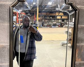 Vintage Arched Beveled Mirror with Silver-Tone Frame