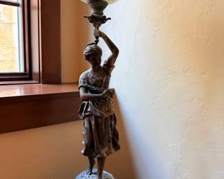 Antique girl lamp, as is