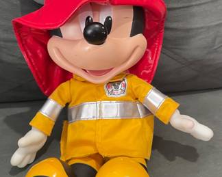 Vtg Mickey Mouse Fireman Plush