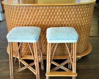 Vintage Tiki Bar and Stools