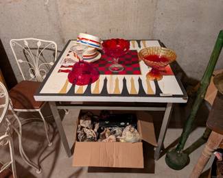 Vintage gaming table and decorations