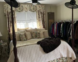 King Size Rice Carved Four Poster Bed