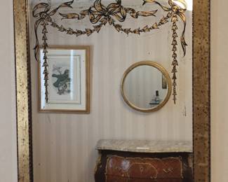 018 – Mirror with Gold Mirrored Frame and Printed Ribbon 33" x 43"