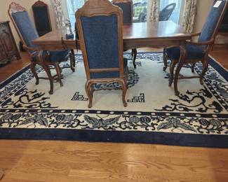 019 – Blue & Cream Handwoven Wool Rug 12' x 9'