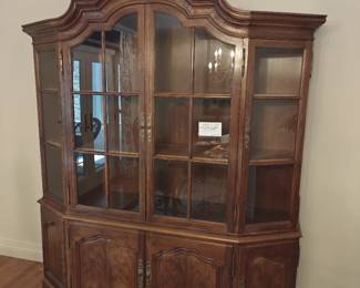 005 – Two Piece Hutch with Lighted Glass Cabinet 71" x 18" x 84"