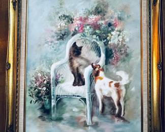 Cute cat and pup photo