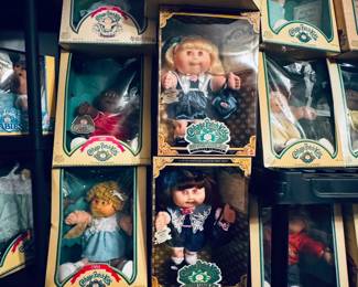 Cabbage patch dolls, most new in box from 1984 forward