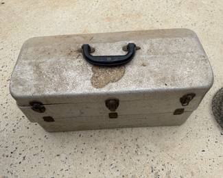 Vintage fishing aluminum tackle box