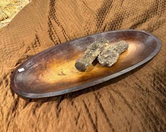 Oval wooden display bowl 
