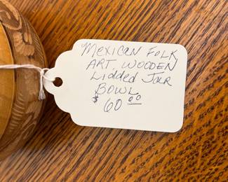 Mexican Folk Art Wooden Lidded Jar