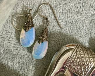 opaline and sterling earrings