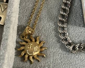 gold over sterling sun pendant/necklace