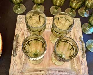 Libbey Duratuff Spanish Green tall goblets