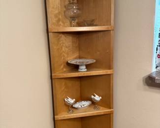 Light Wood Corner Display Shelf / Corner Bookcase (2 Available)