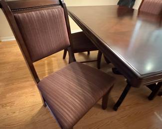 Dark Wood Dining Table with Upholstered Chairs (Dining Set)