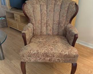 Upholstered Wingback Accent Chair with Wood Trim (2 Available)