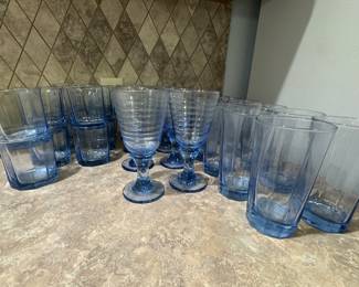 Blue Glass Drinkware Set – Tumblers & Goblets