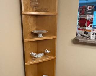 Light Wood Corner Display Shelf / Corner Bookcase (2 Available)