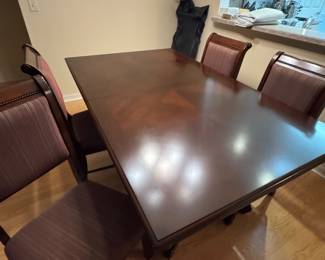 Dark Wood Dining Table with Upholstered Chairs (Dining Set)