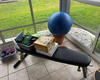 Workout Bench with Weights & Exercise Equipment